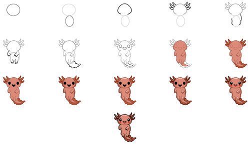 How to Draw an Axolotl - A Step-by-Step Drawing Guide - How To Draw An Axolotl Step By Step