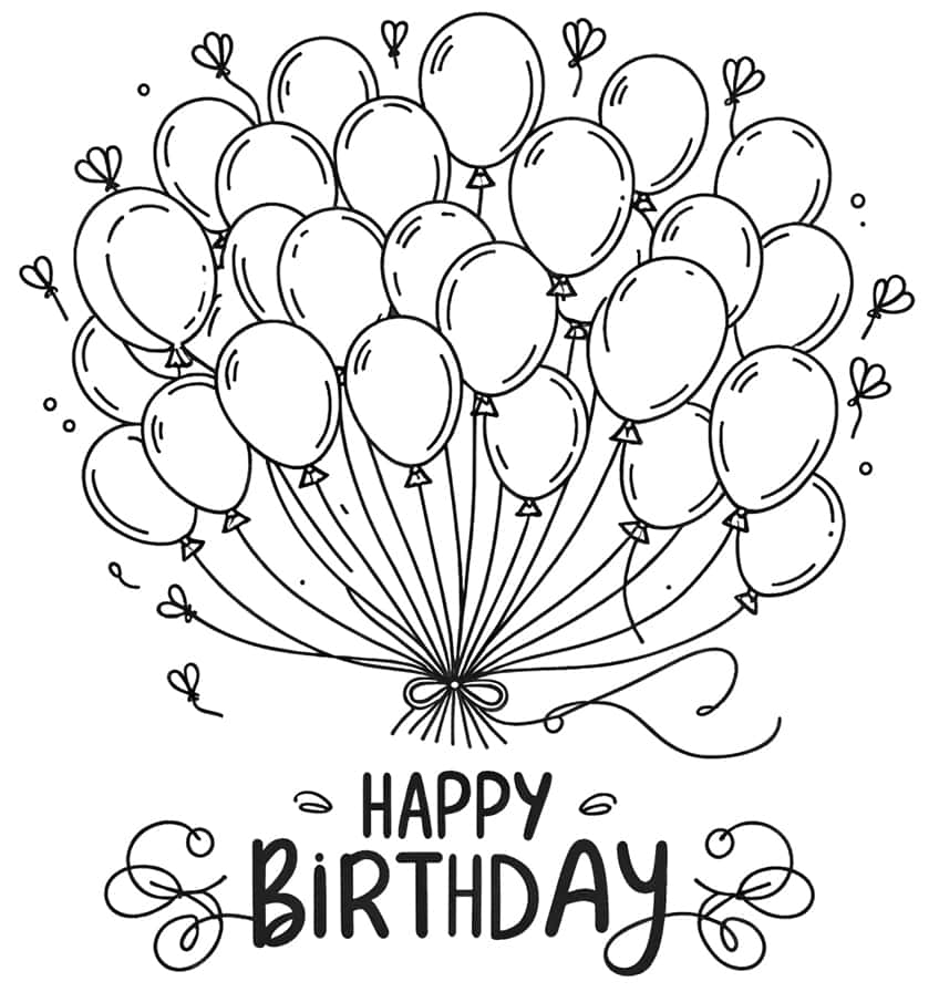 Happy Birthday Coloring Page 04