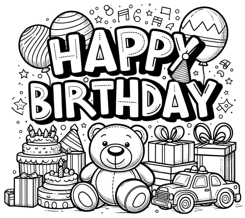 Happy Birthday Coloring Page 05