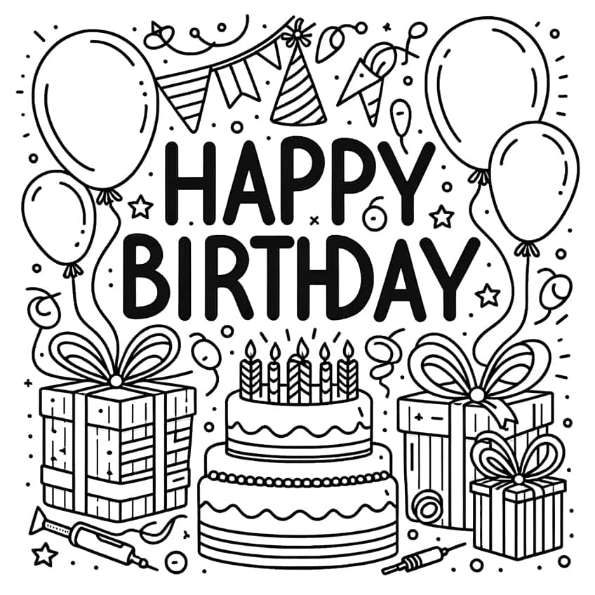 Happy Birthday Coloring Page 13