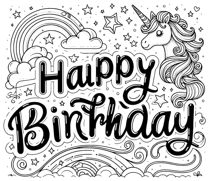 Happy Birthday Coloring Page 15