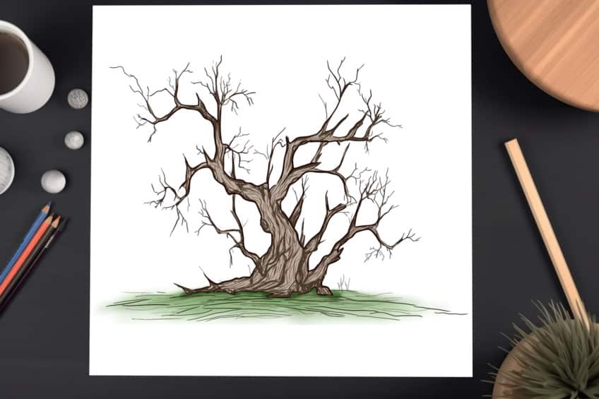 how to draw a dead tree