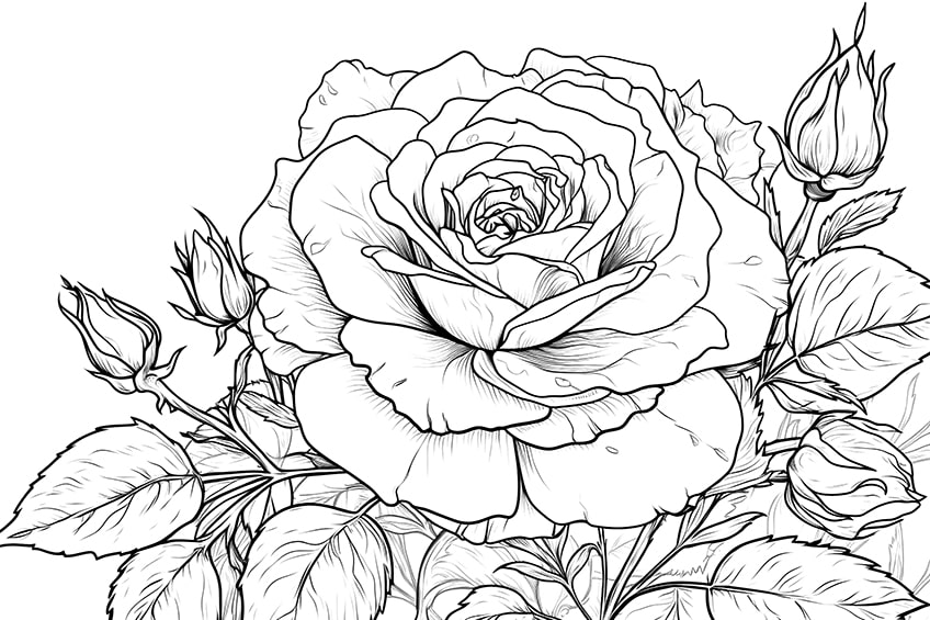 rose coloring page 08