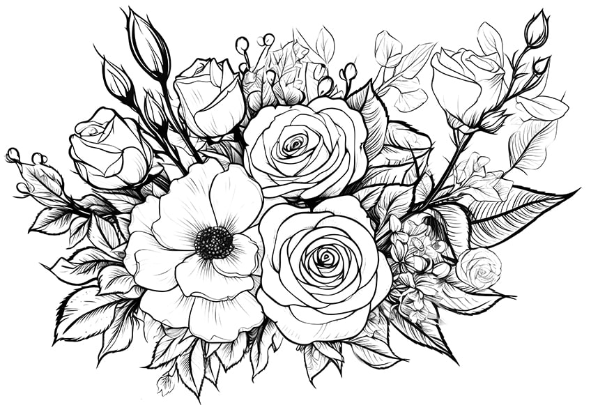 rose coloring page 11