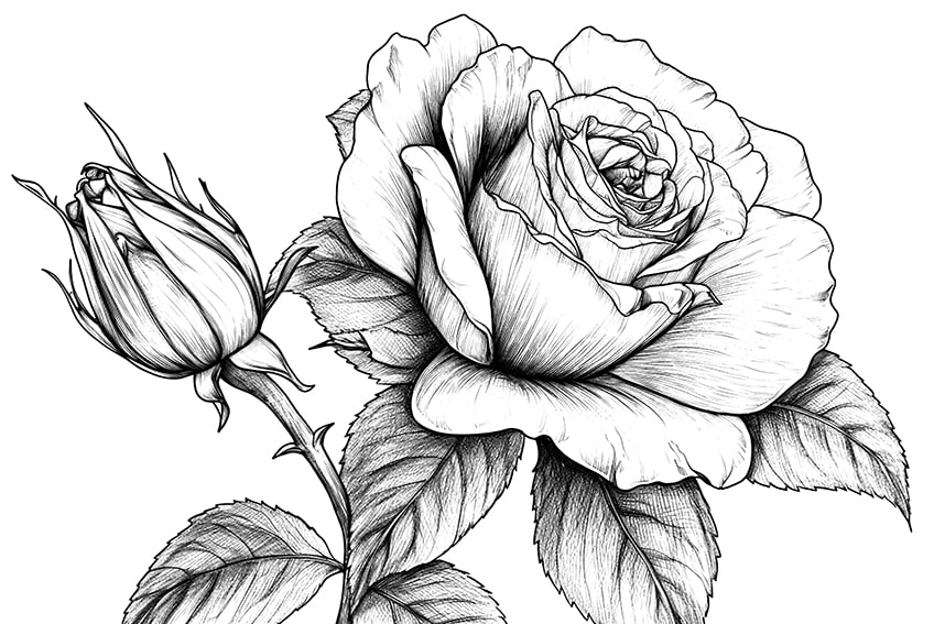 rose coloring page 13