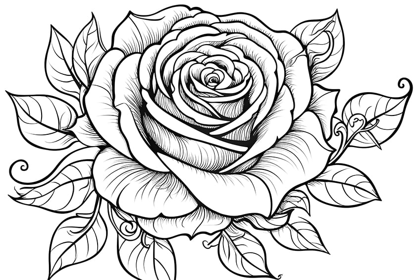 rose coloring page 14
