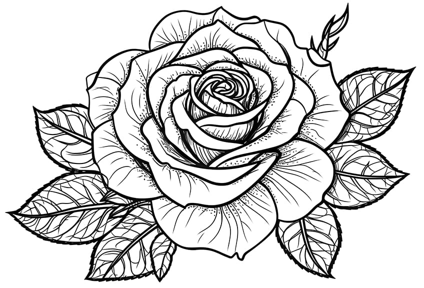 rose coloring page 17