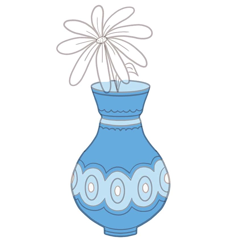 Simple Flowers in Vase Line Drawing