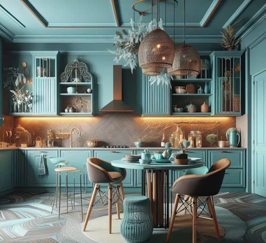 Aquamarine Color Kitchens