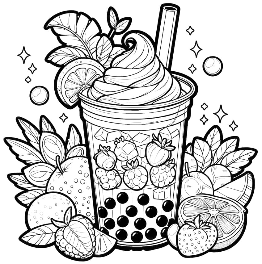 Bubble Tea Coloring Pages Printable