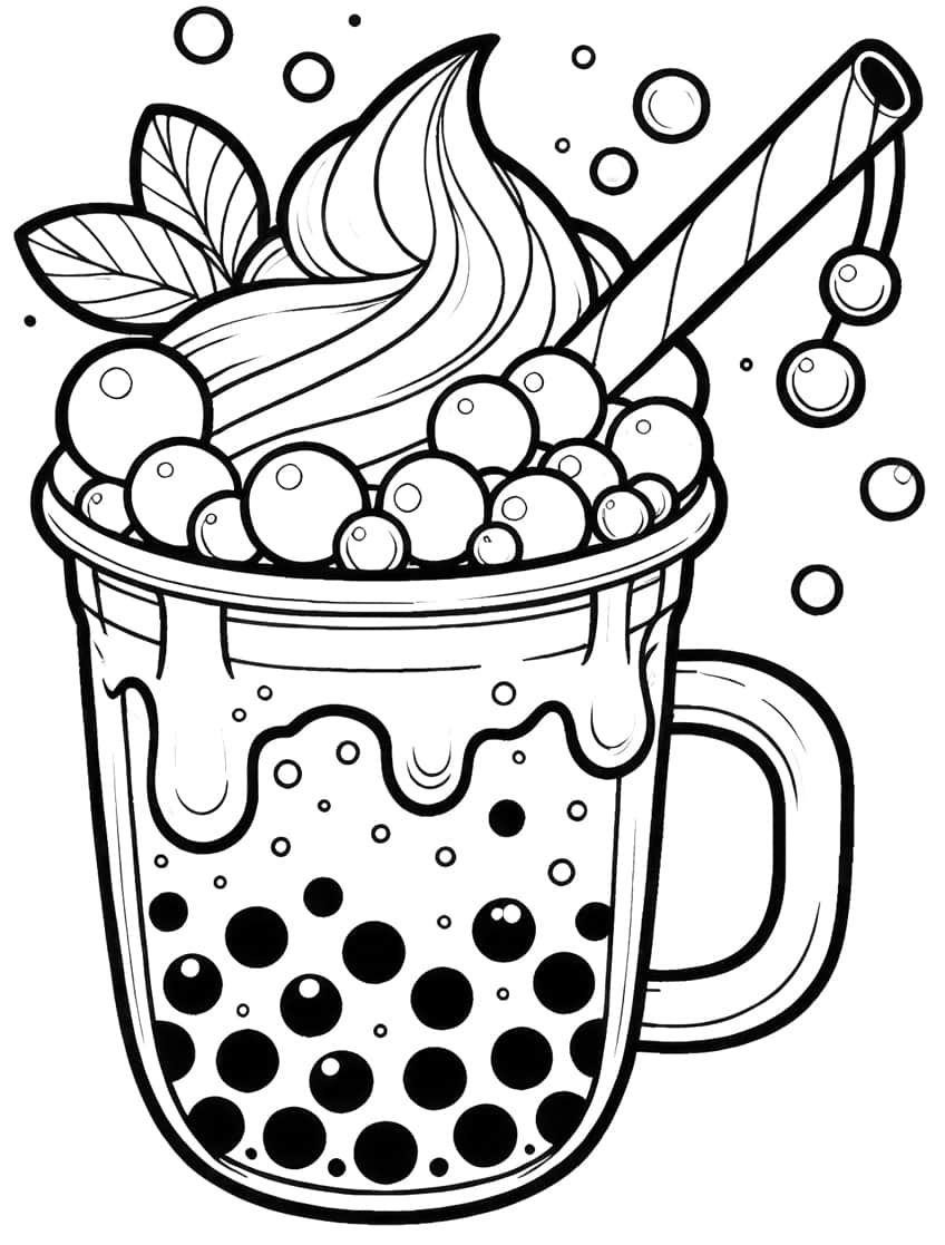 boba tea coloring page 24