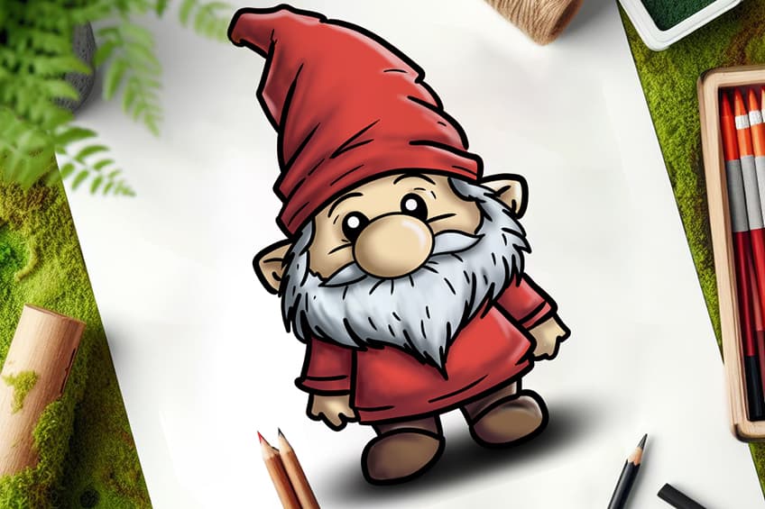 how to draw a gnome