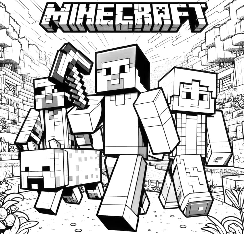 minecraft coloring page 01