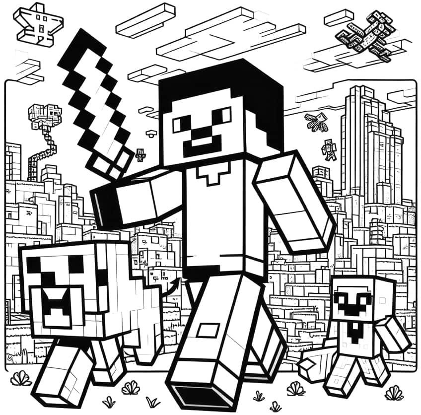 minecraft coloring page 02
