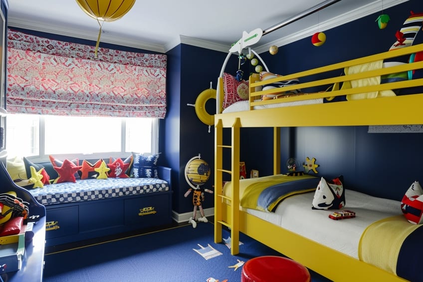 navy and bright yellow