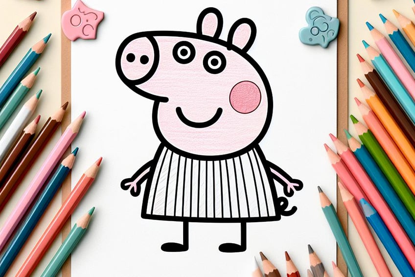 How to draw Peppa Pig in the mud puddle - Step by step drawing tutorials | Peppa  pig drawing, Peppa pig, Bird silhouette art