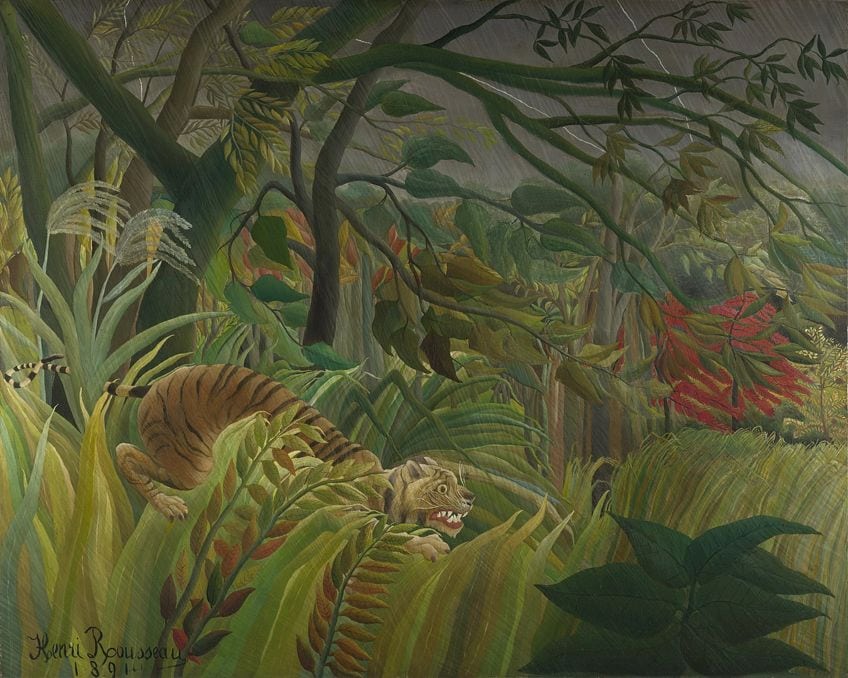 Analysing Tiger in a Tropical Storm by Henri Rousseau