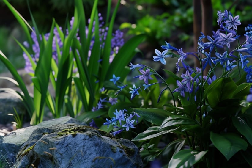 blue siberian squill in nature