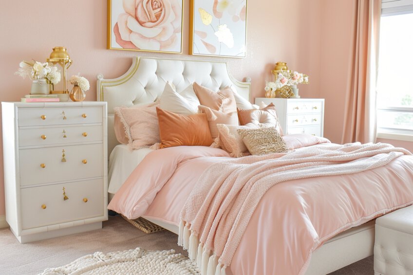 blush pink bedroom