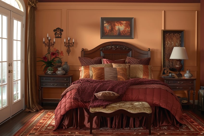 maroon bedroom