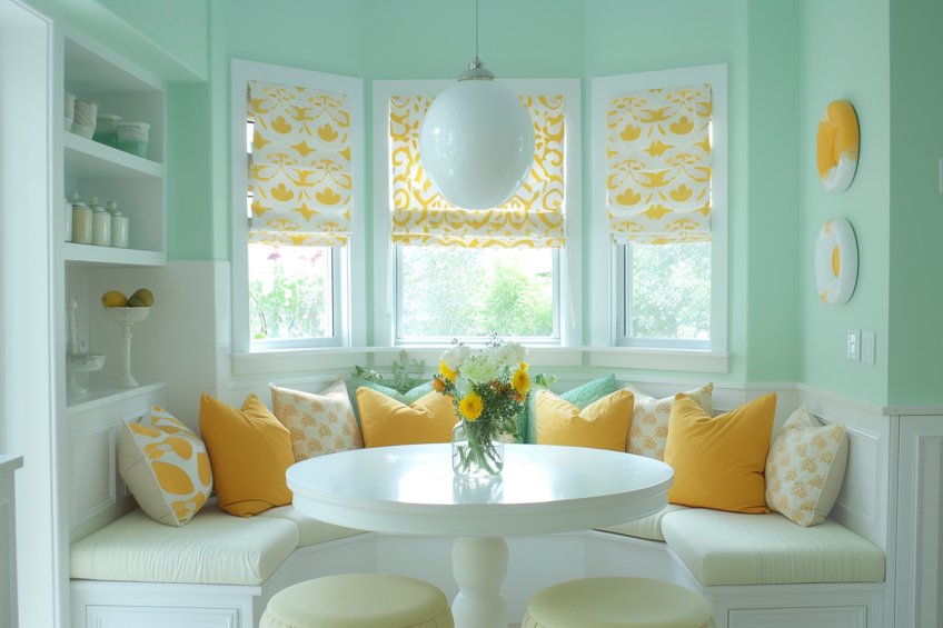 mustard yellow and mint