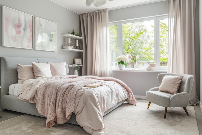 soft gray bedroom