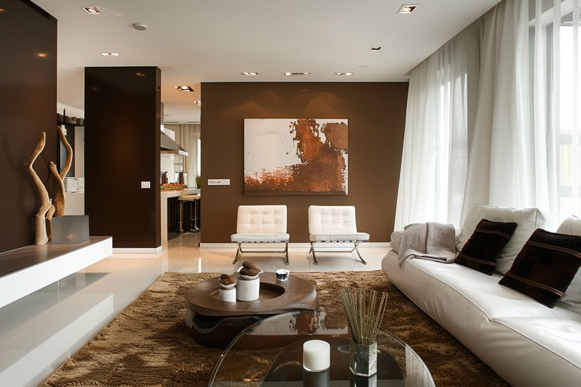 brown and white in interior design