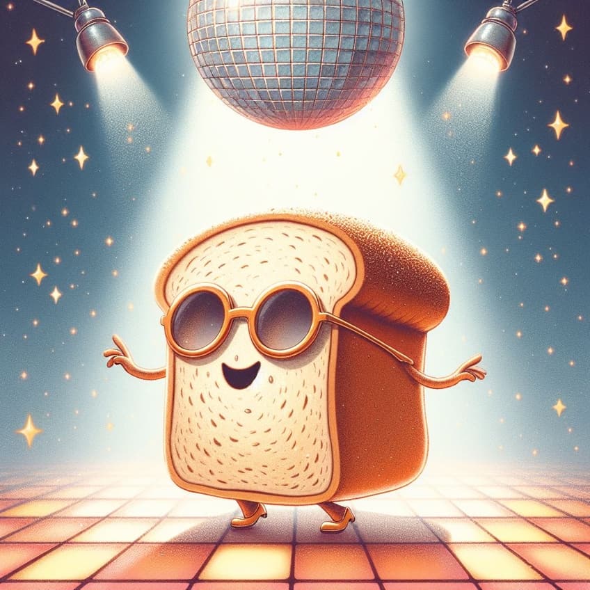 loaf of bread dancing at a disco