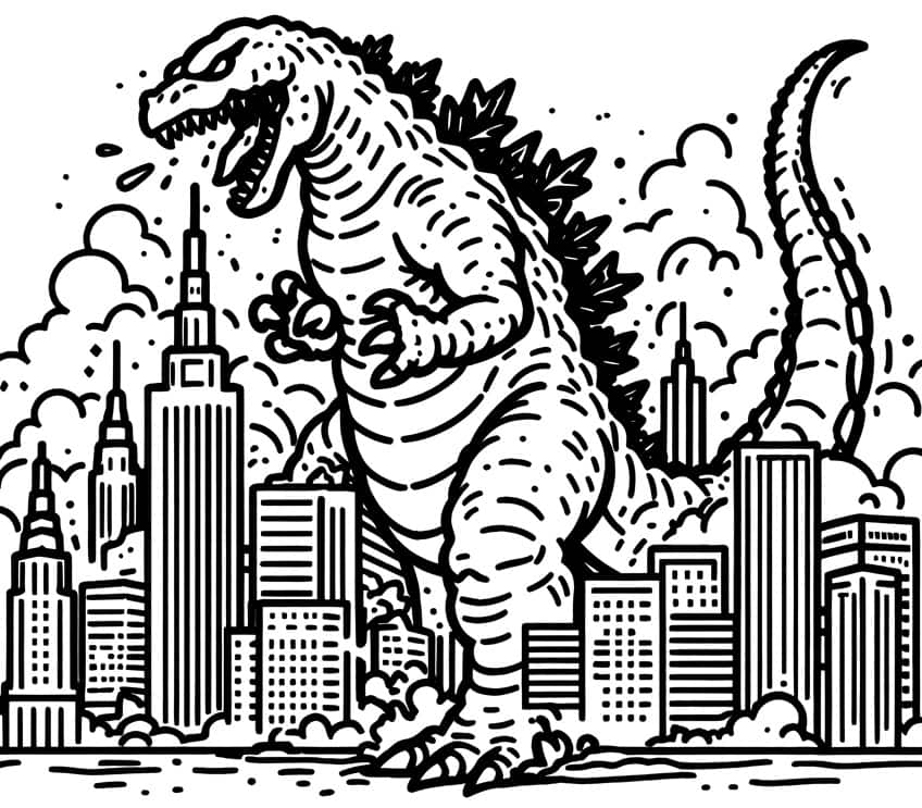 Cartoon Godzilla Coloring Pages 2025 Cartoon Godzilla Coloring Pages 2025