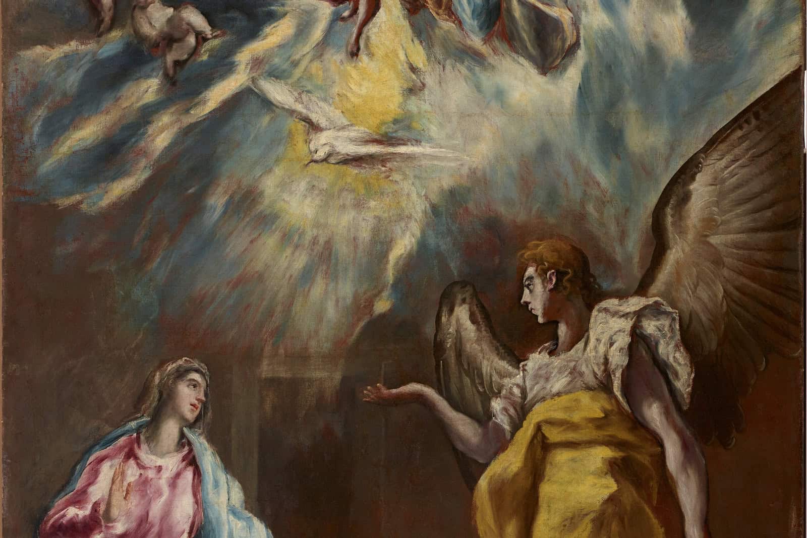 El Greco’s vertical painting The Annunciation, dated 1614.