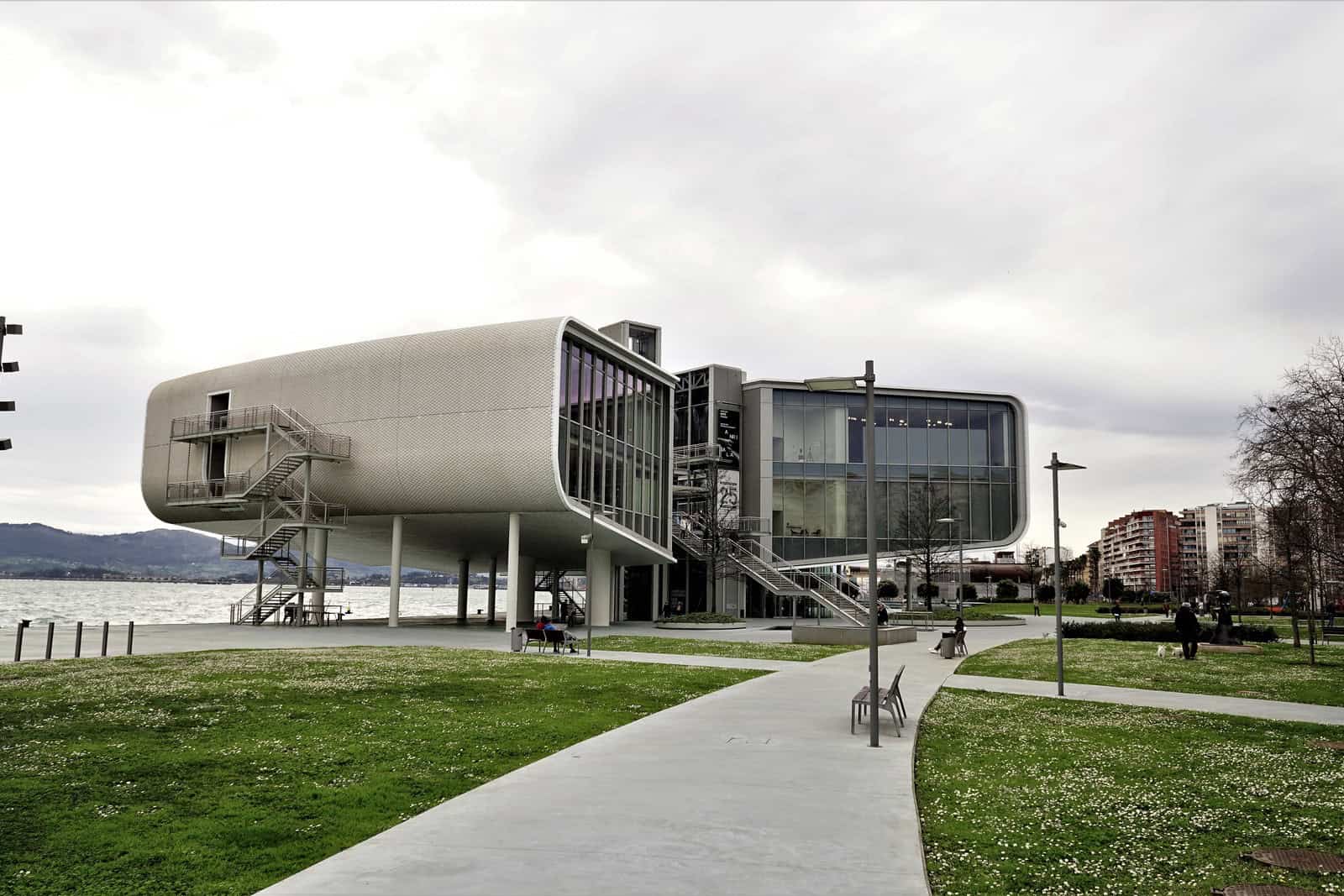 The elevated waterfront buildings of Centro Botín in Santander.