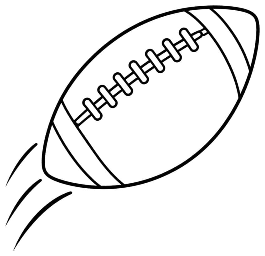 Tilted football with seven laces, two tip stripes and three curved motion lines