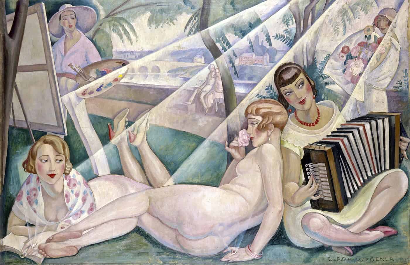 Gerda Wegener - ‘En sommerdag’, 1927. Gerda Wegener - "A Summer Day" (‘En sommerdag’), 1927.
