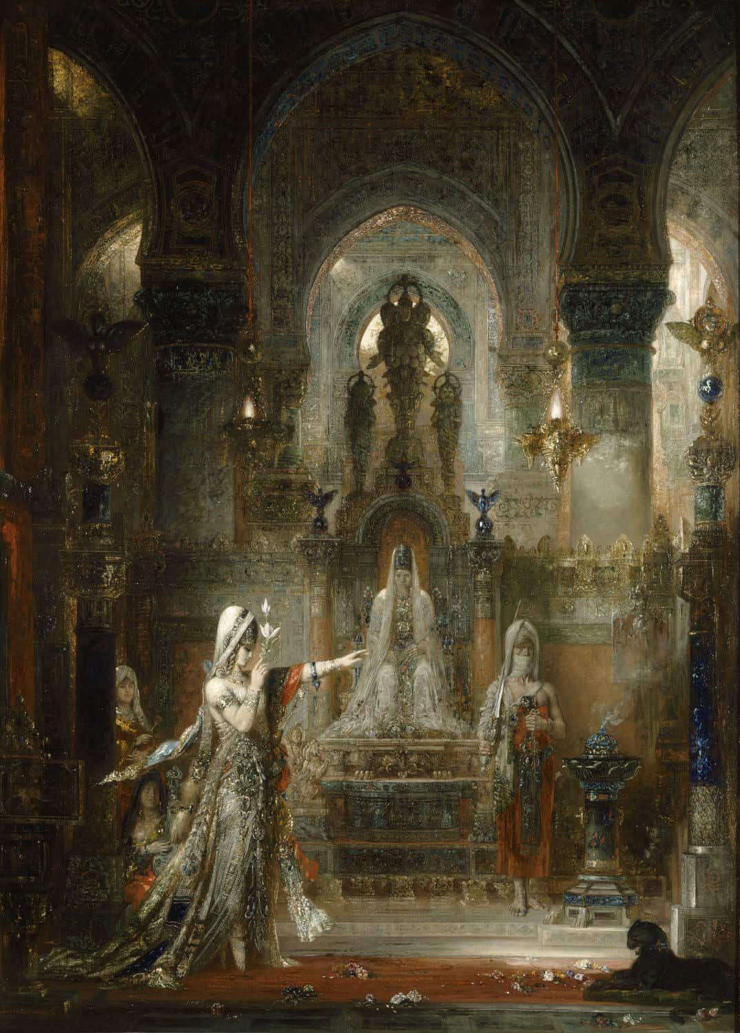 Salomé Dancing Before Herod stages the dancer within an imagined palace filled with architectural and ornamental detail.
