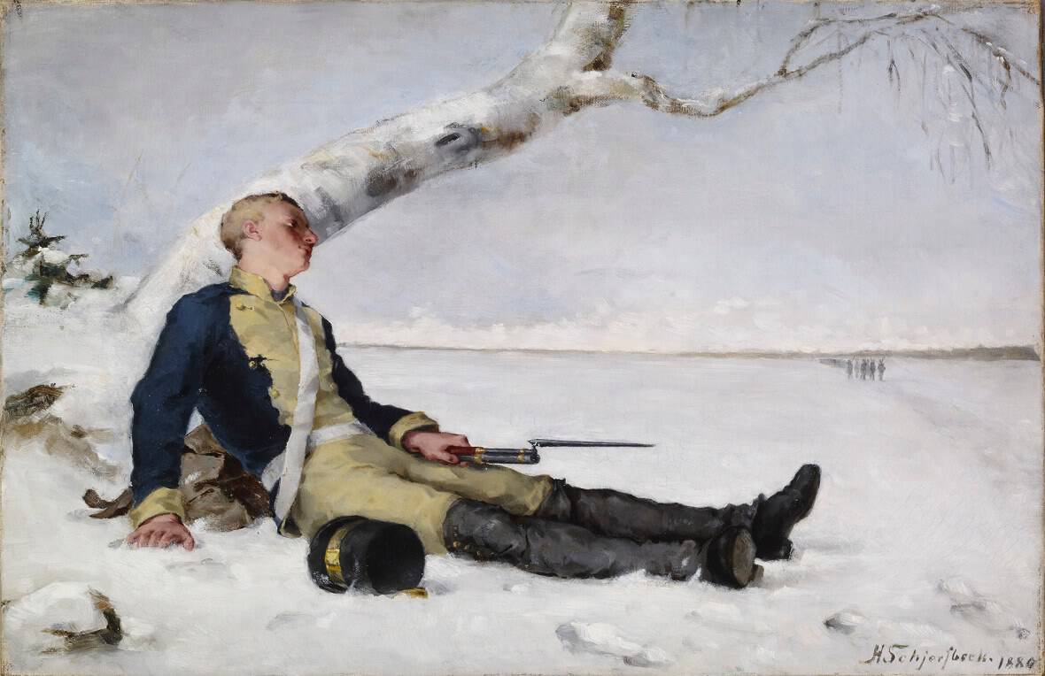 Haavoittunut soturi hangella by Helena Schjerfbeck 1880. Wounded Warrior in the Snow.