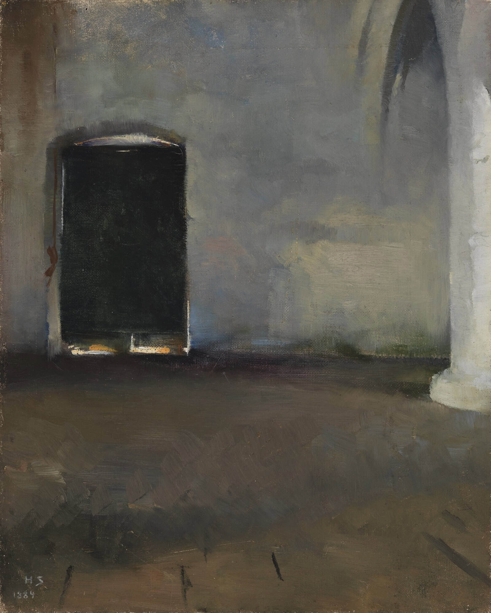 Light slips beneath a dark doorway in Schjerfbeck's The Door (1884).