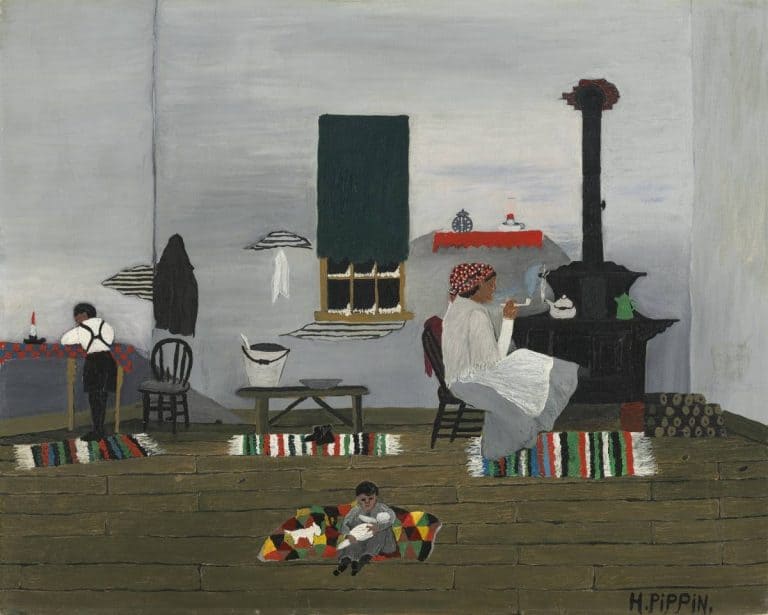 Interior by Horace Pippin, 1944, National Gallery of Art, Washington. School Studies by Horace Pippin, 1944, oil on canvas, 24 1/8 x 30 3/16 in., National Gallery of Art, Washingto