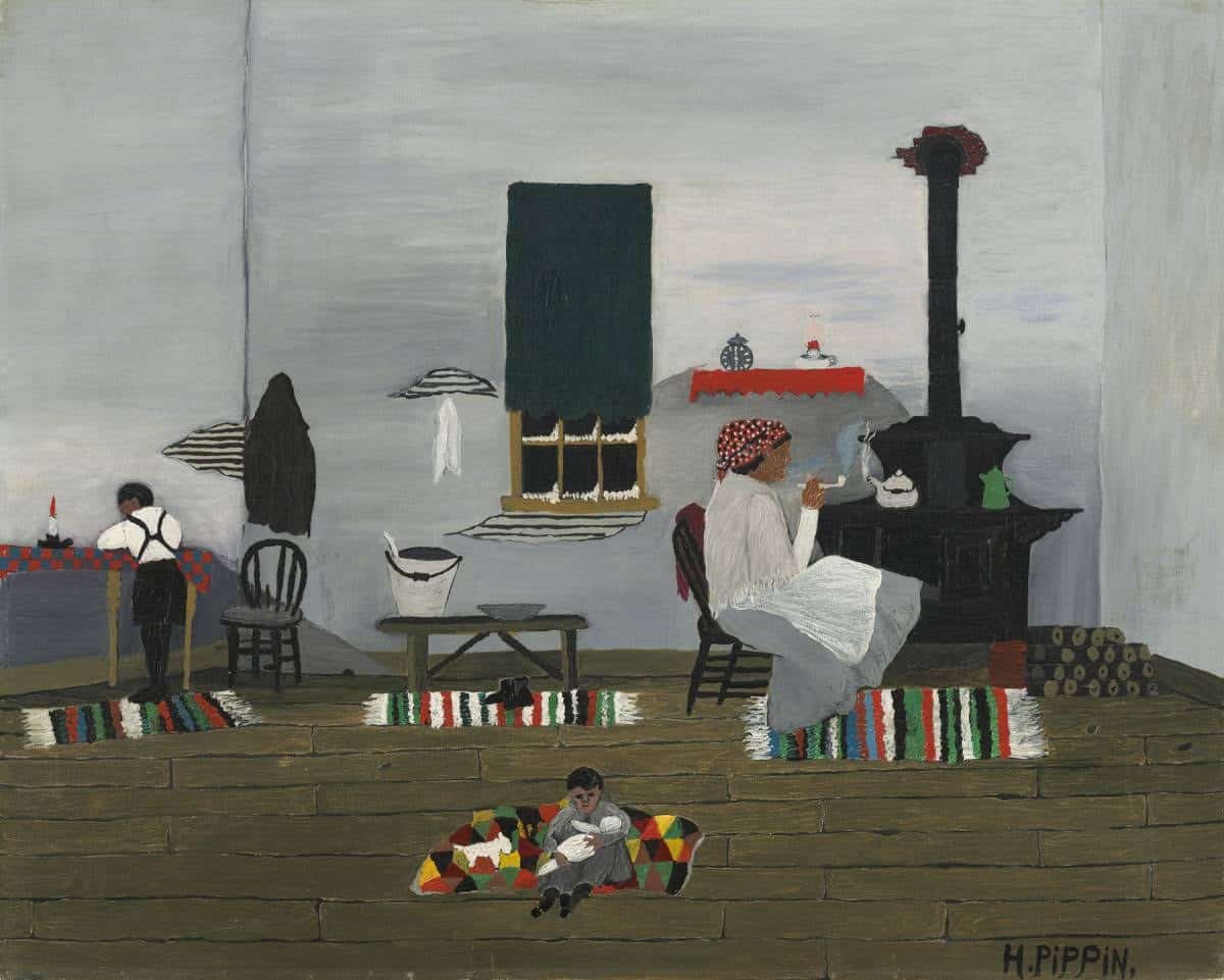 Interior by Horace Pippin, 1944, National Gallery of Art, Washington. School Studies by Horace Pippin, 1944, oil on canvas, 24 1/8 x 30 3/16 in., National Gallery of Art, Washingto