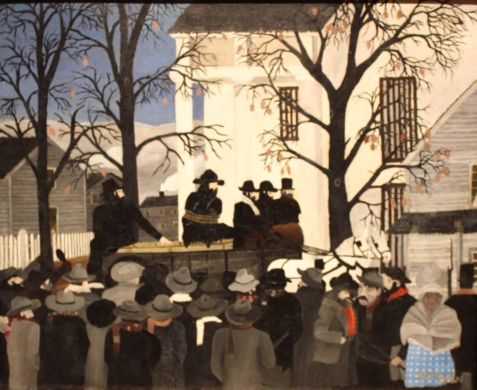 John Brown Going to His Hanging (1942) shows the abolitionist riding toward his execution as a crowd looks on.