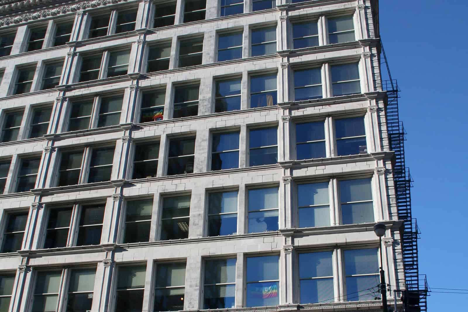 The exterior of a Columbia College Chicago building photographed from street level.