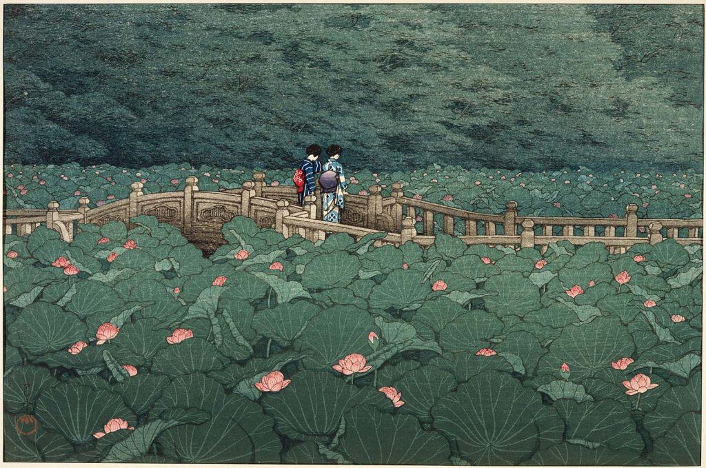 The Pond at Benten Shrine in Shiba, Kawase Hasui, MFAB 50.2885. The Pond at Benten Shrine in Shiba.