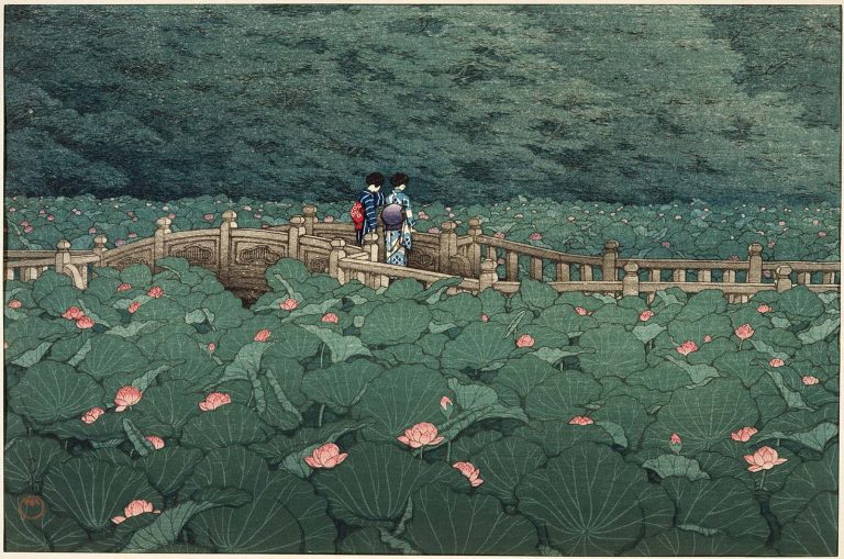The Pond at Benten Shrine in Shiba, Kawase Hasui, MFAB 50.2885. The Pond at Benten Shrine in Shiba.