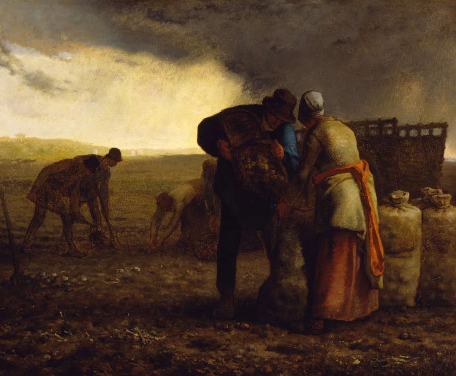 Jean-François Millet - The Potato Harvest - Walters 37115. After moving from Paris to the village of Barbizon on the edge of the Fontainebleau forest in 1851, Millet devoted himsel