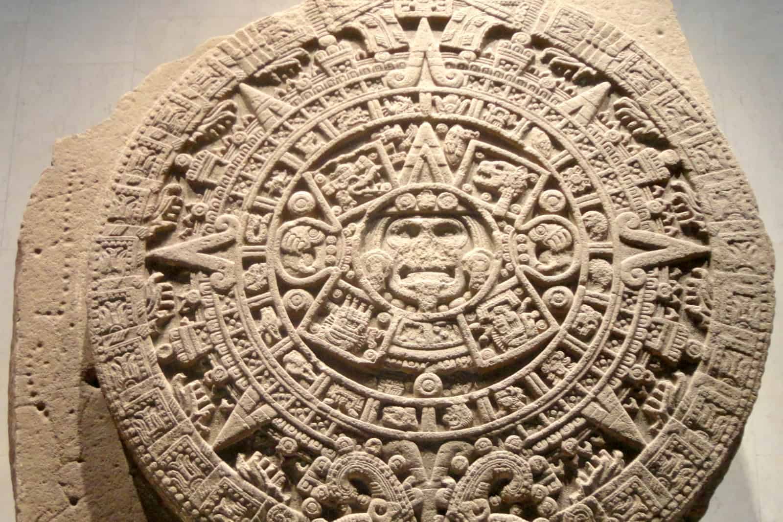 Aztec Sun Stone displayed at Mexico City's National Museum of Anthropology.