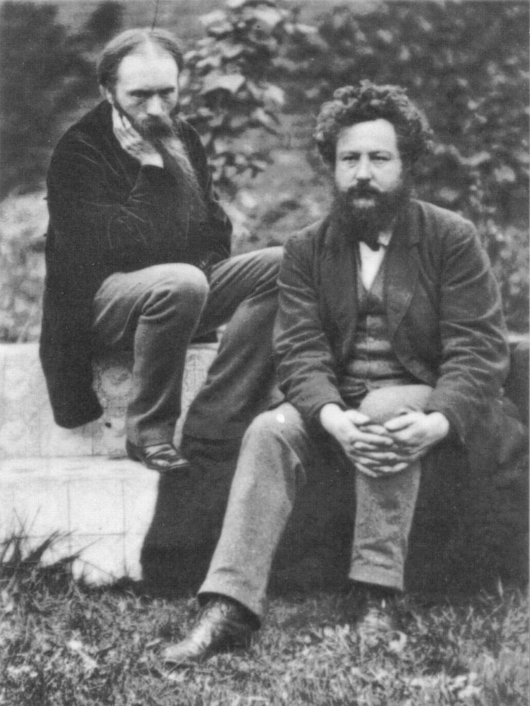 Frederick Hollyer Edward Burne-Jones and William Morris 1874. Photograph of Edward Burne-Jones (left) and William Morris (right) at the Grange, 1874.