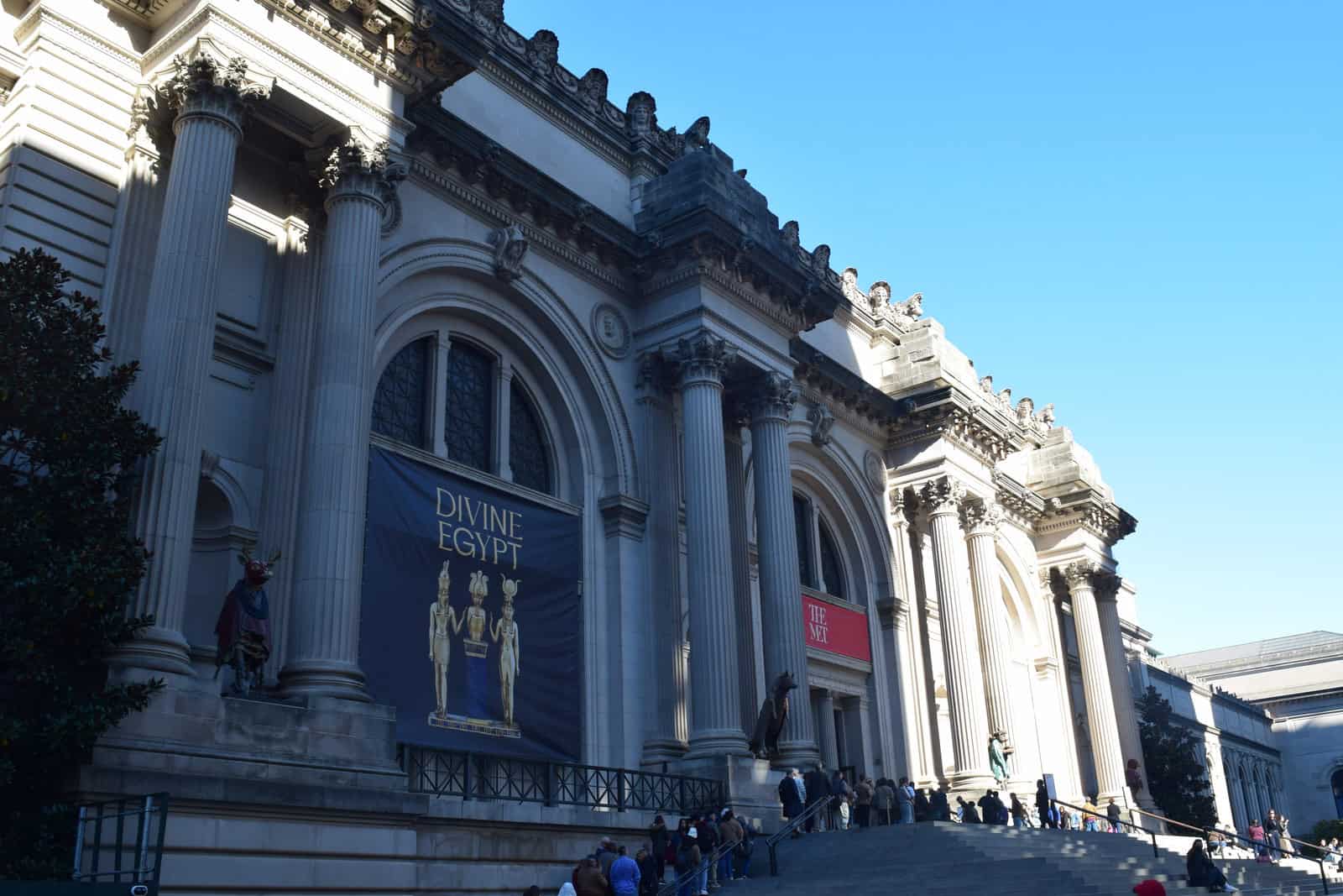 The Fifth Avenue facade and entrance stairs of the Metropolitan Museum of Art in Manhattan.