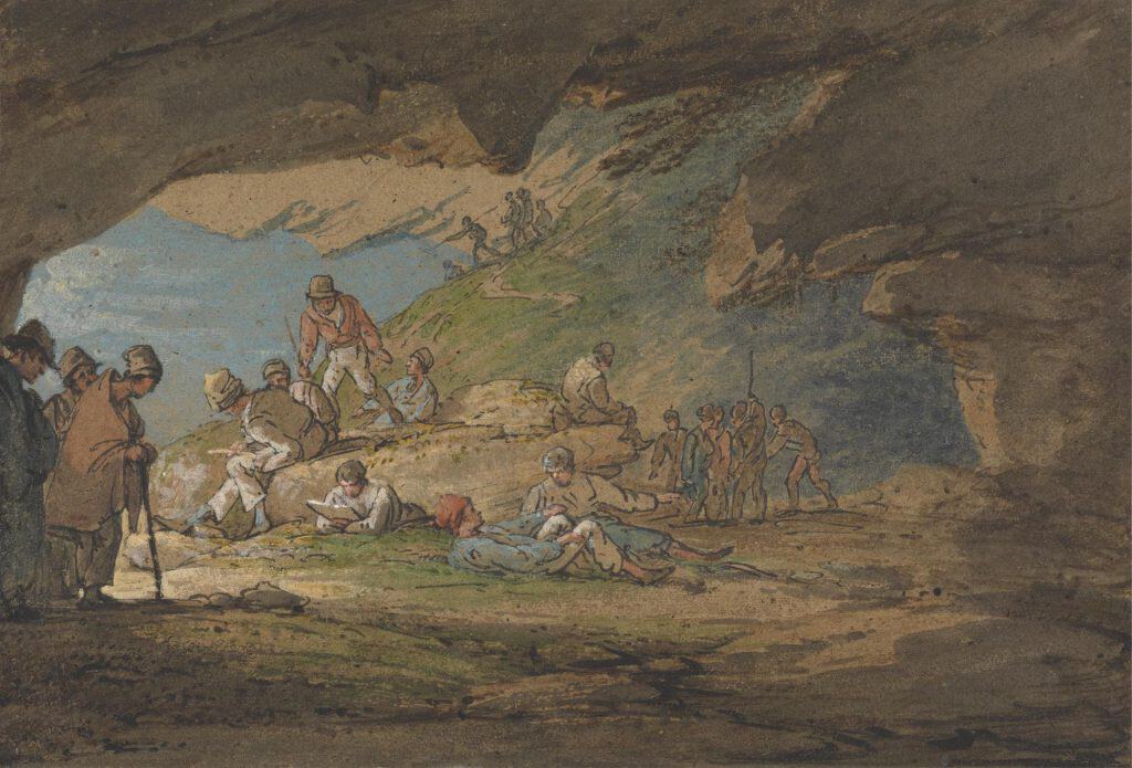 William Payne - A Cave in Sunlight, with Figures - B1977.14.5322 - Yale Center for British Art. A Cave in Sunlight, with Figures title QS:P1476,en:"A Cave in Sunlight, with Figures
