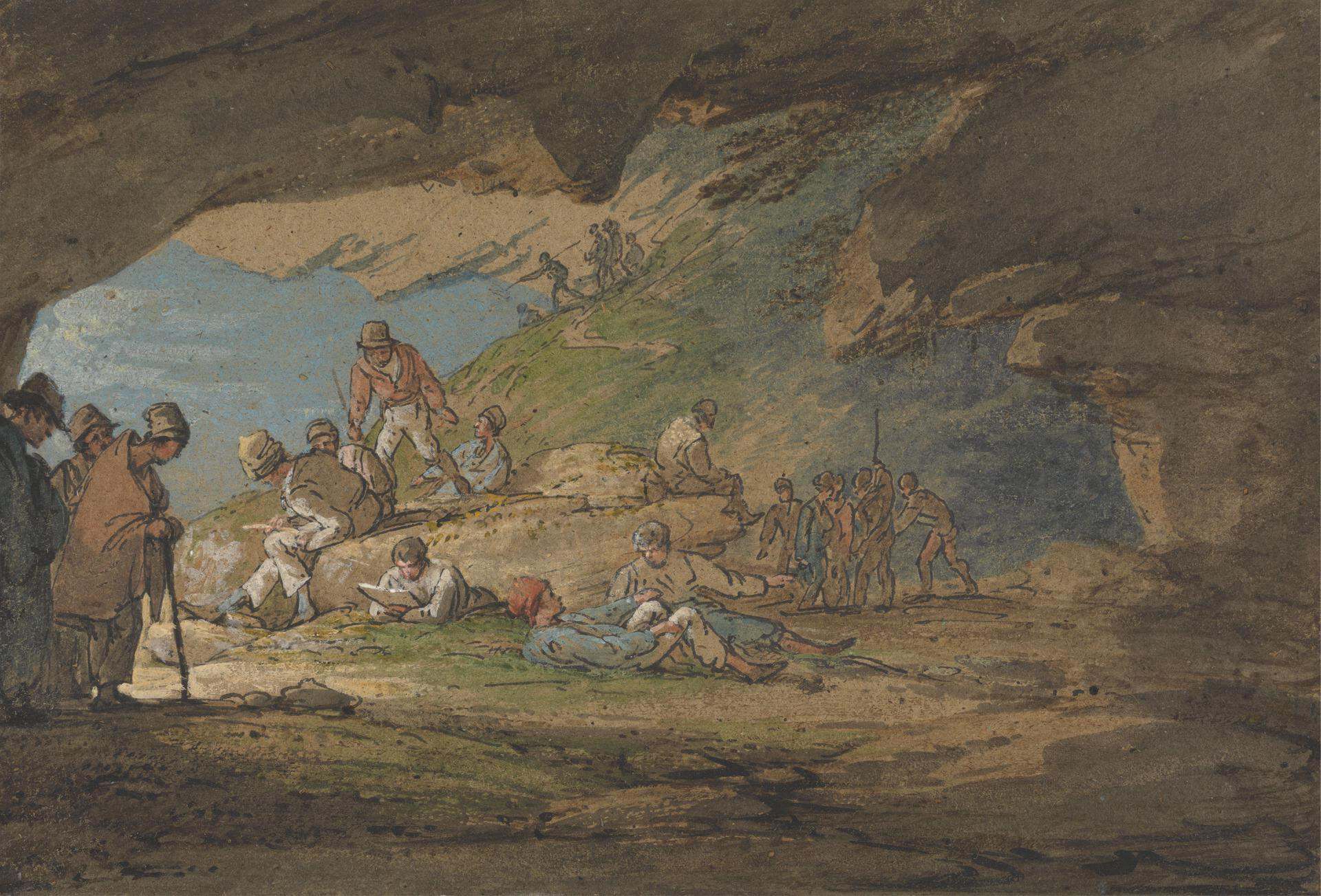 William Payne - A Cave in Sunlight, with Figures - B1977.14.5322 - Yale Center for British Art. A Cave in Sunlight, with Figures title QS:P1476,en:"A Cave in Sunlight, with Figures