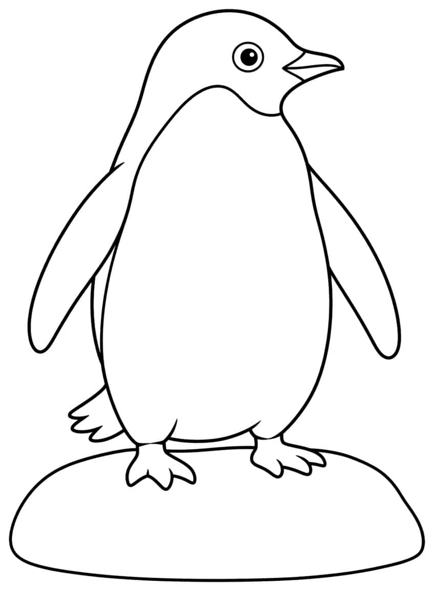 Standing penguin with spread flippers on a rounded ice mound