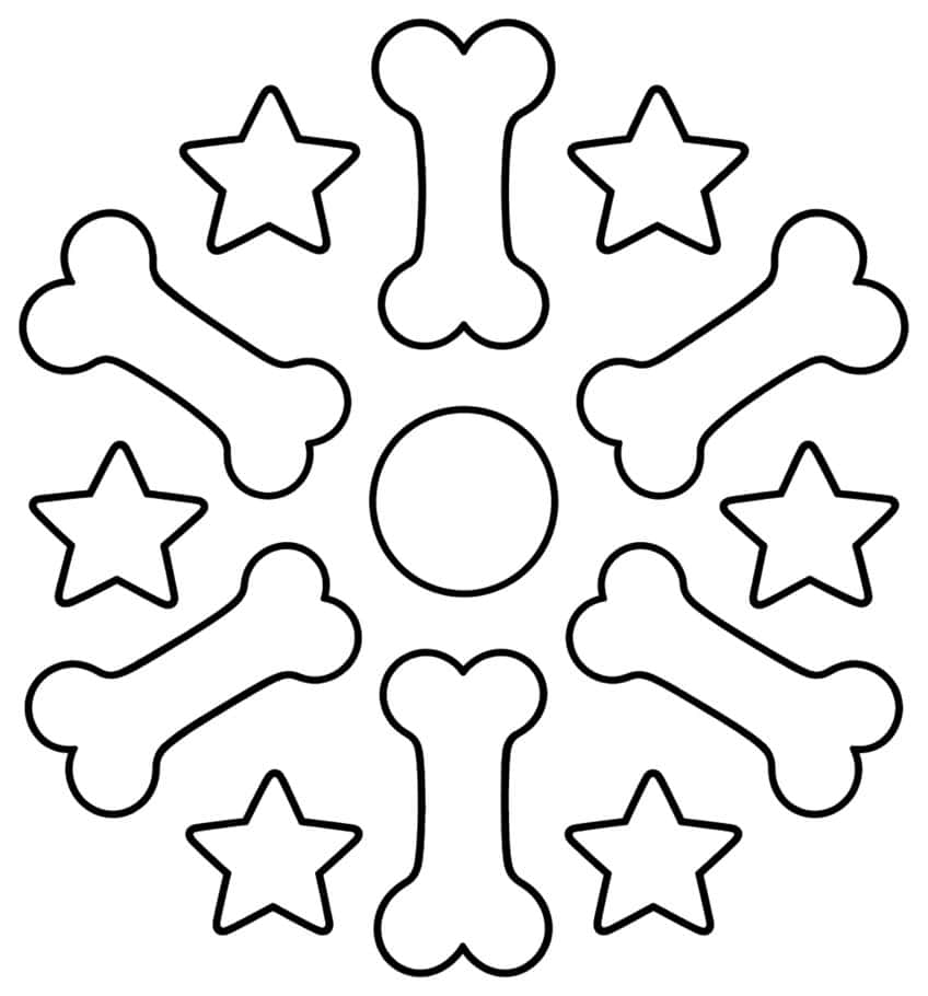 Ring of six bones and six stars around a central circle